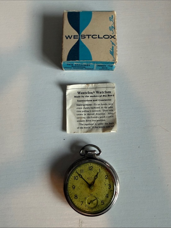 Westclox Other - Westclox Vintage Pocket Watch with Green Dial